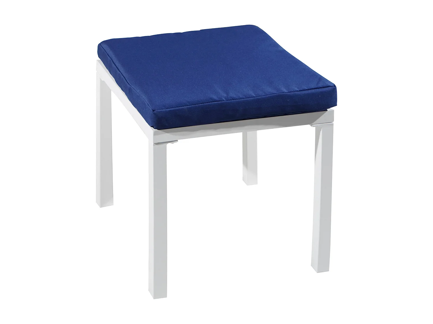 Salon de jardin modulable IBIZA en tissu bleu 7 places - aluminium blanc - HAPPY GARDEN