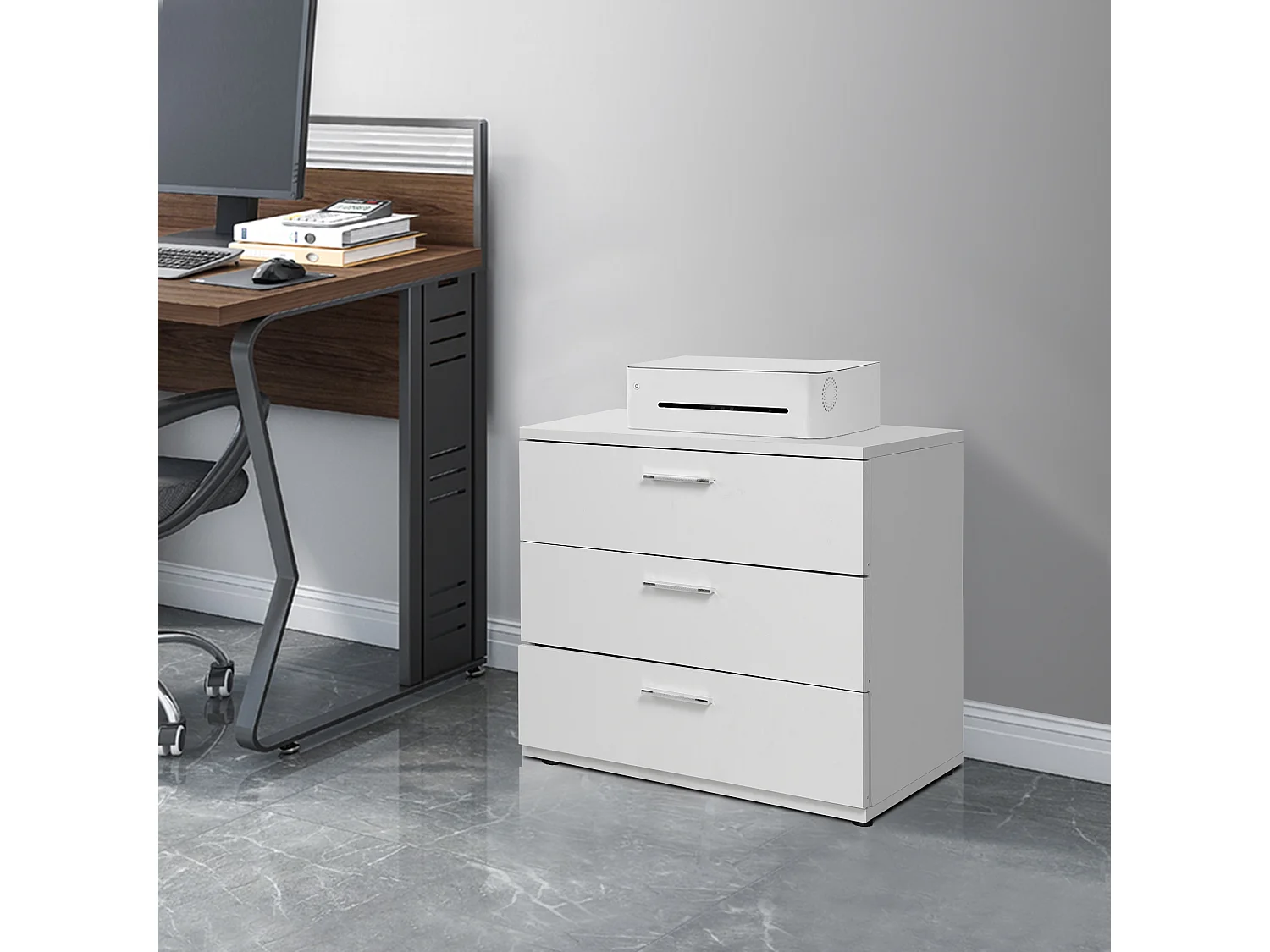 Table de nuit d'appoint moderne avec 3 tiroirs rangement 53x45x38 cm ML-DESIGN