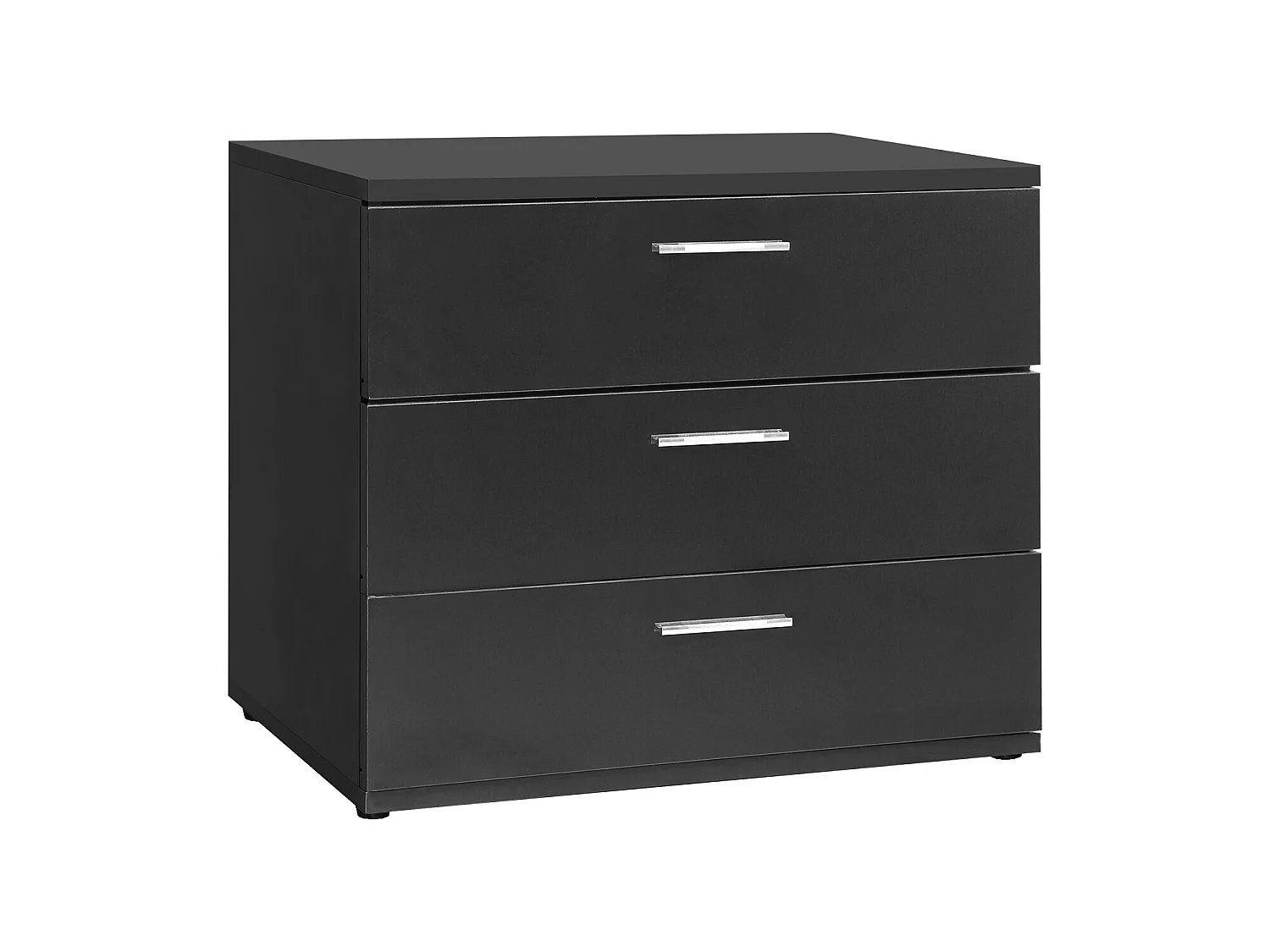 Comodino moderno con 3 cassetti nero MDF 53x45x38 cm ML-DESIGN