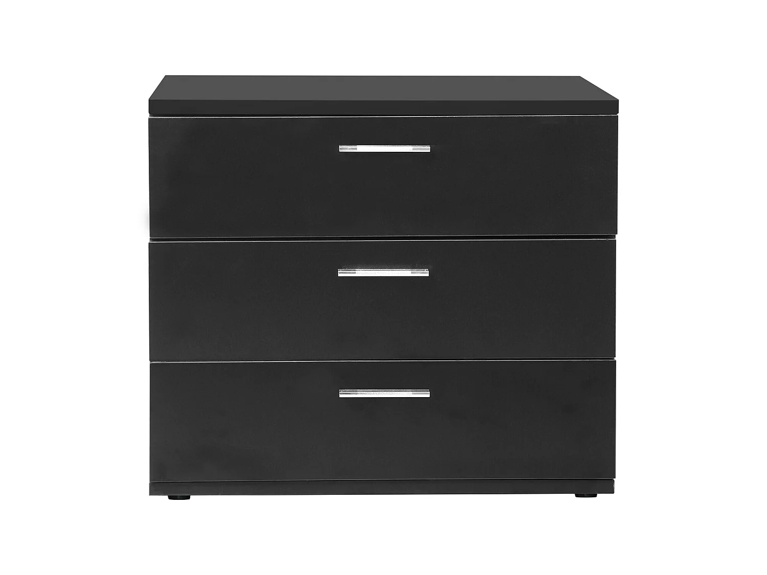 Comodino moderno con 3 cassetti nero MDF 53x45x38 cm ML-DESIGN