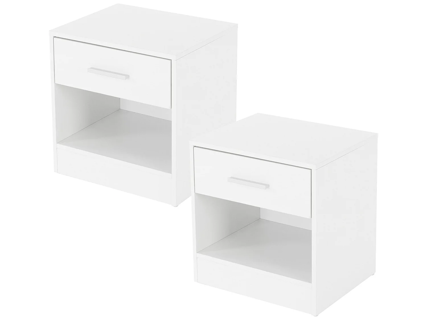 2x comodino bianco cassettiera per camera da letto con 1 cassetto ML-DESIGN