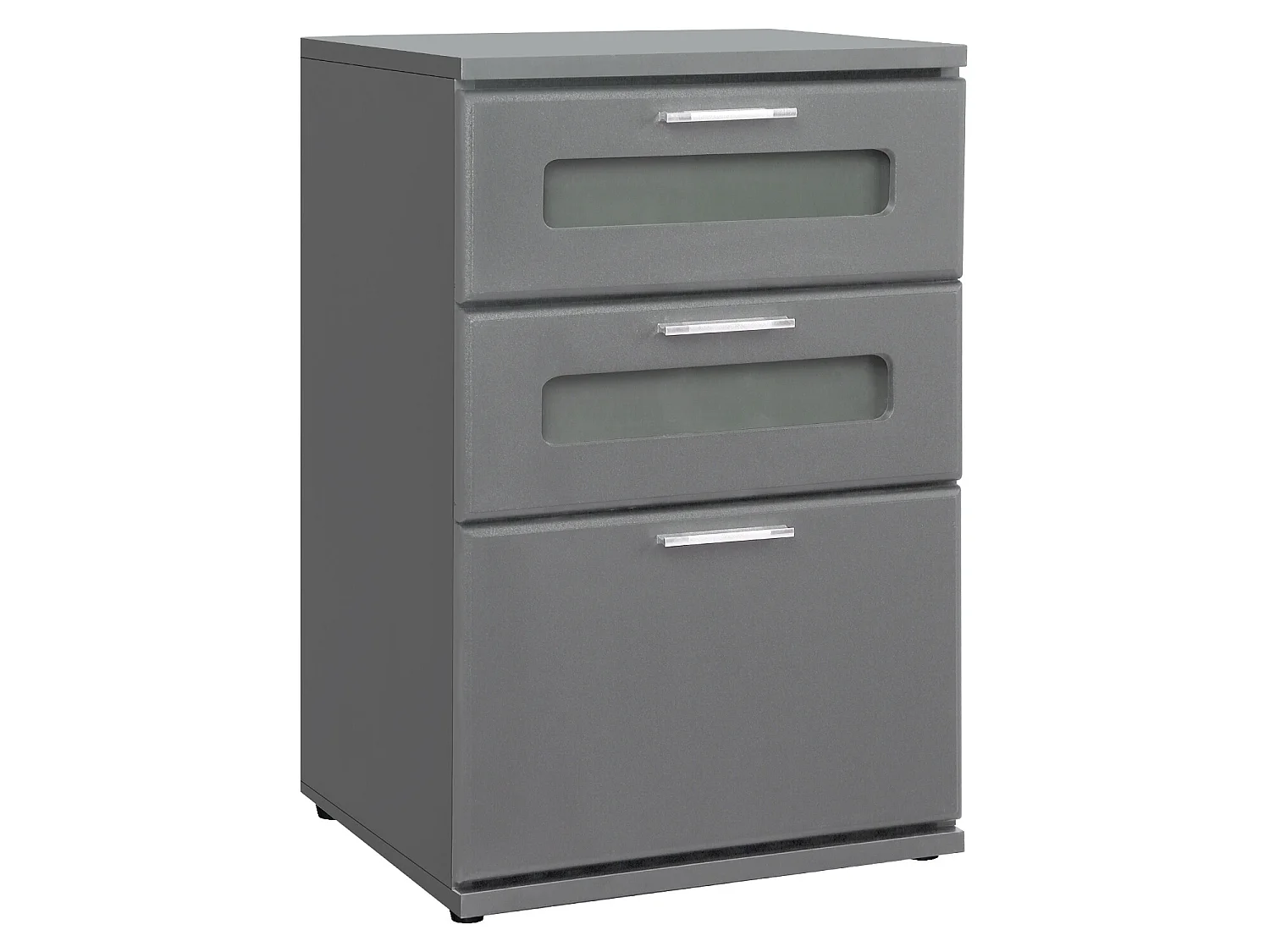 Comodino con 3 cassetti e 2 inserti in vetro grigio in MDF ML-DESIGN