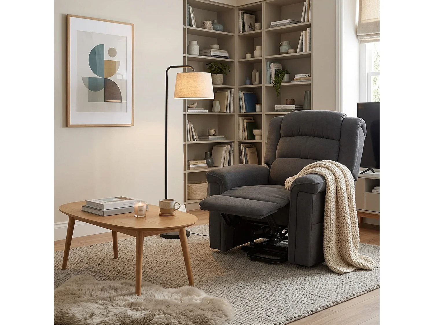 Fauteuil électrique inclinable BERNIE gris - HAPPY GARDEN
