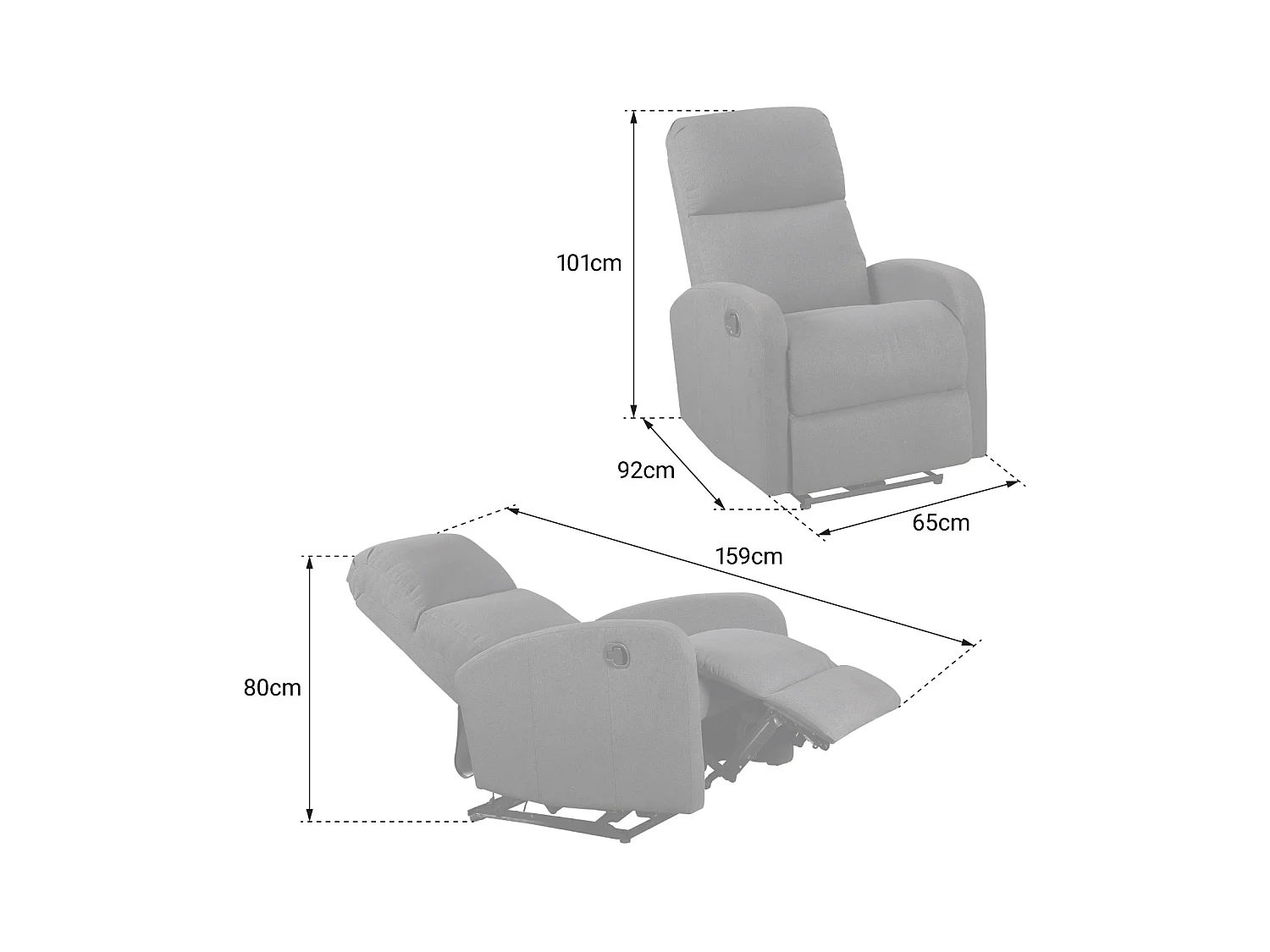 Fauteuil inclinable MAX noir - HAPPY GARDEN