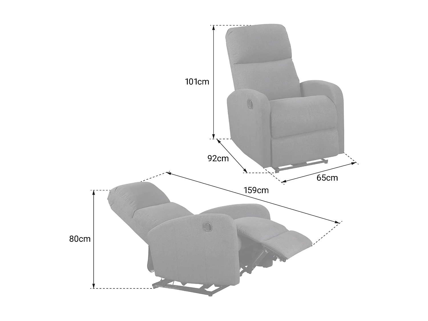 Fauteuil inclinable MAX noir - HAPPY GARDEN