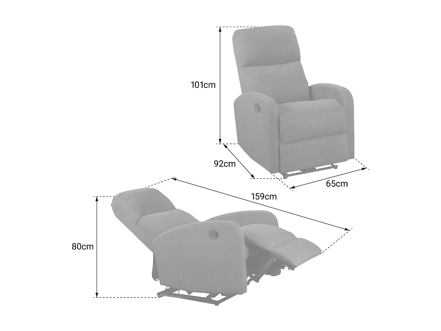 Fauteuil inclinable MAX gris anthracite - HAPPY GARDEN