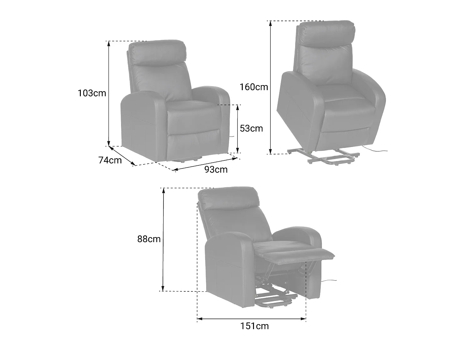 Fauteuil électrique inclinable GABY gris - HAPPY GARDEN