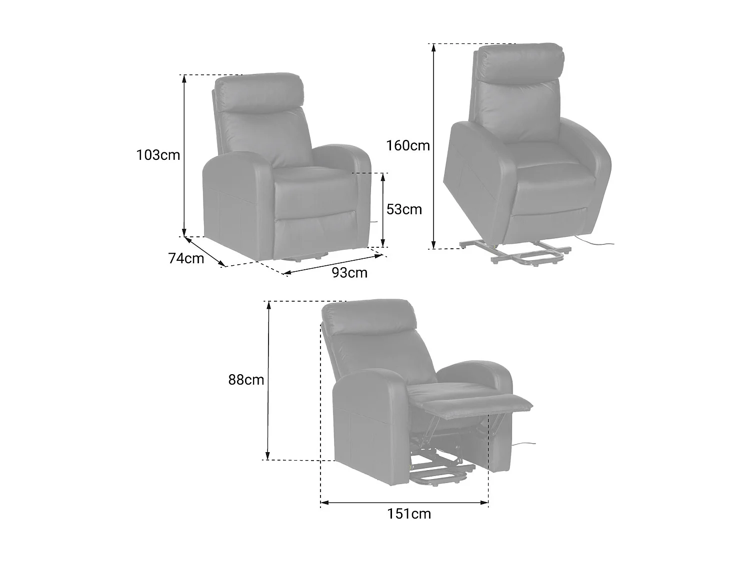 Fauteuil électrique inclinable GABY gris - HAPPY GARDEN