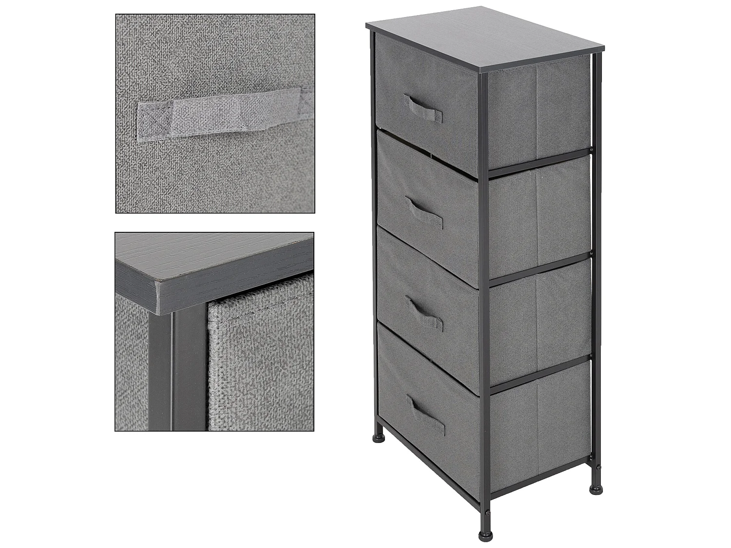 Commode penderie étagère cadre noir 45x30x94 cm ML-DESIGN