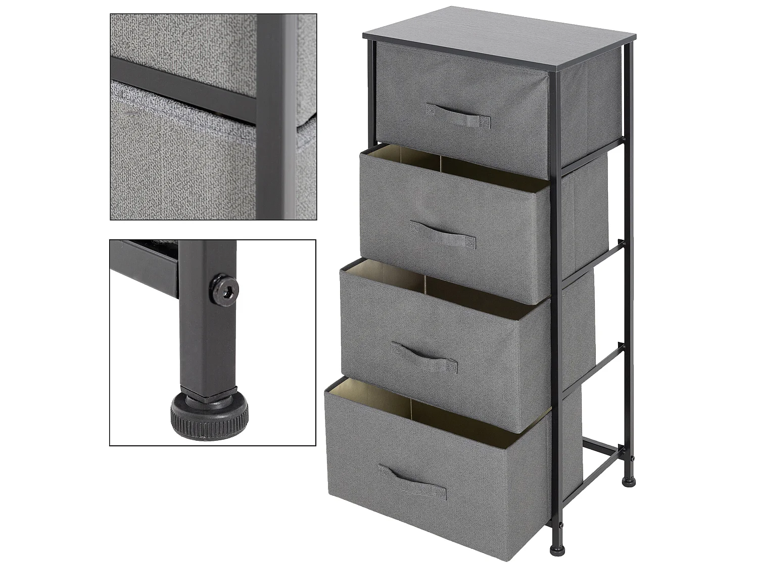 Commode penderie étagère cadre noir 45x30x94 cm ML-DESIGN