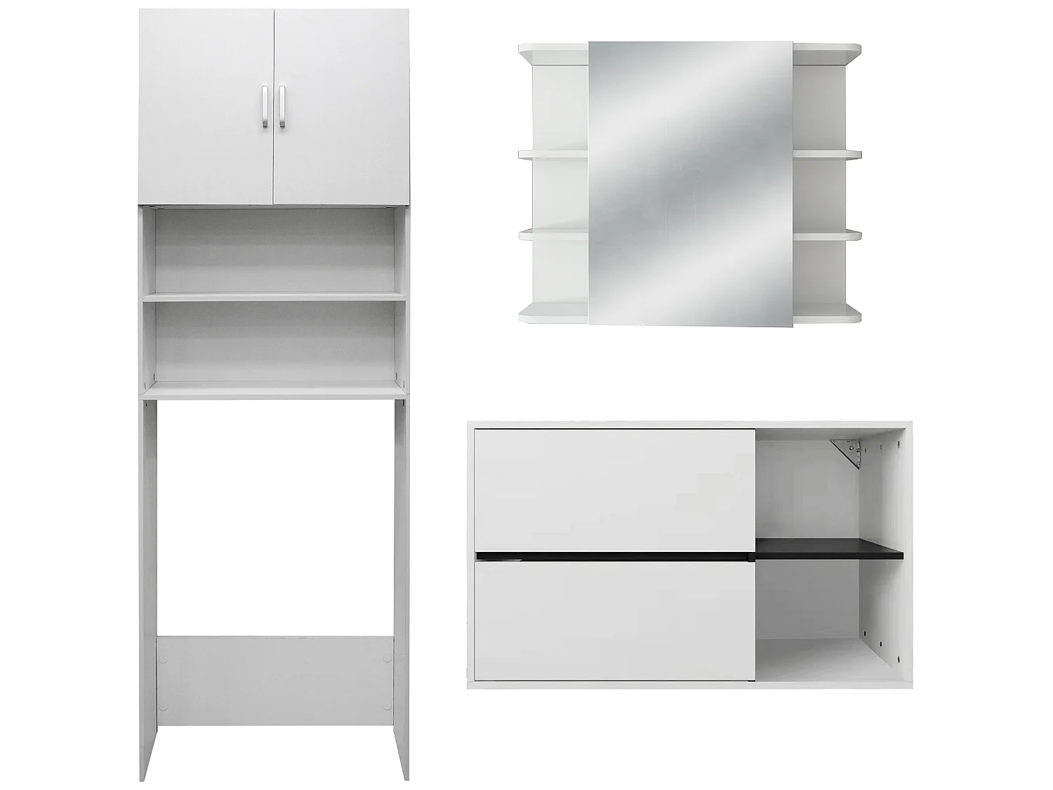 Ensemble de Meubles de Salle de Bain 3 Pièces Style Moderne Blanc MDF ML-DESIGN