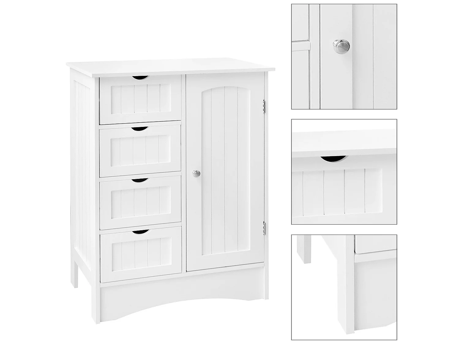 Armoire salle de bain commode avec 4 tiroirs et porte 55x81x30 cm ML-DESIGN