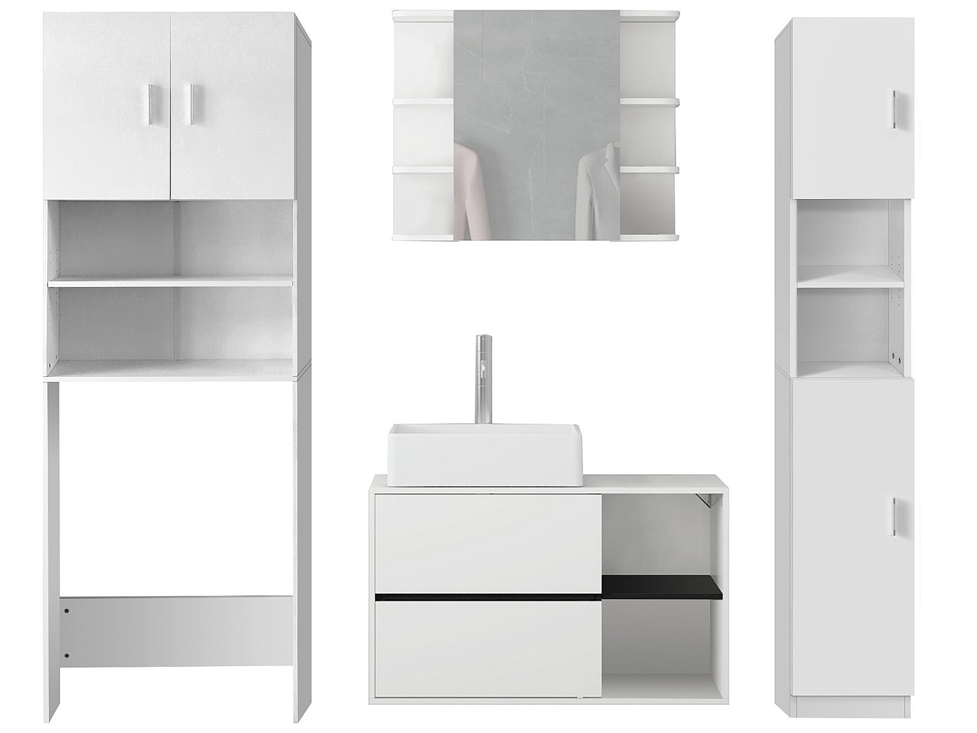 Set Mobili Da Bagno 3 Pz Grigio Sonoma In Legno Multistrato - Foto 4