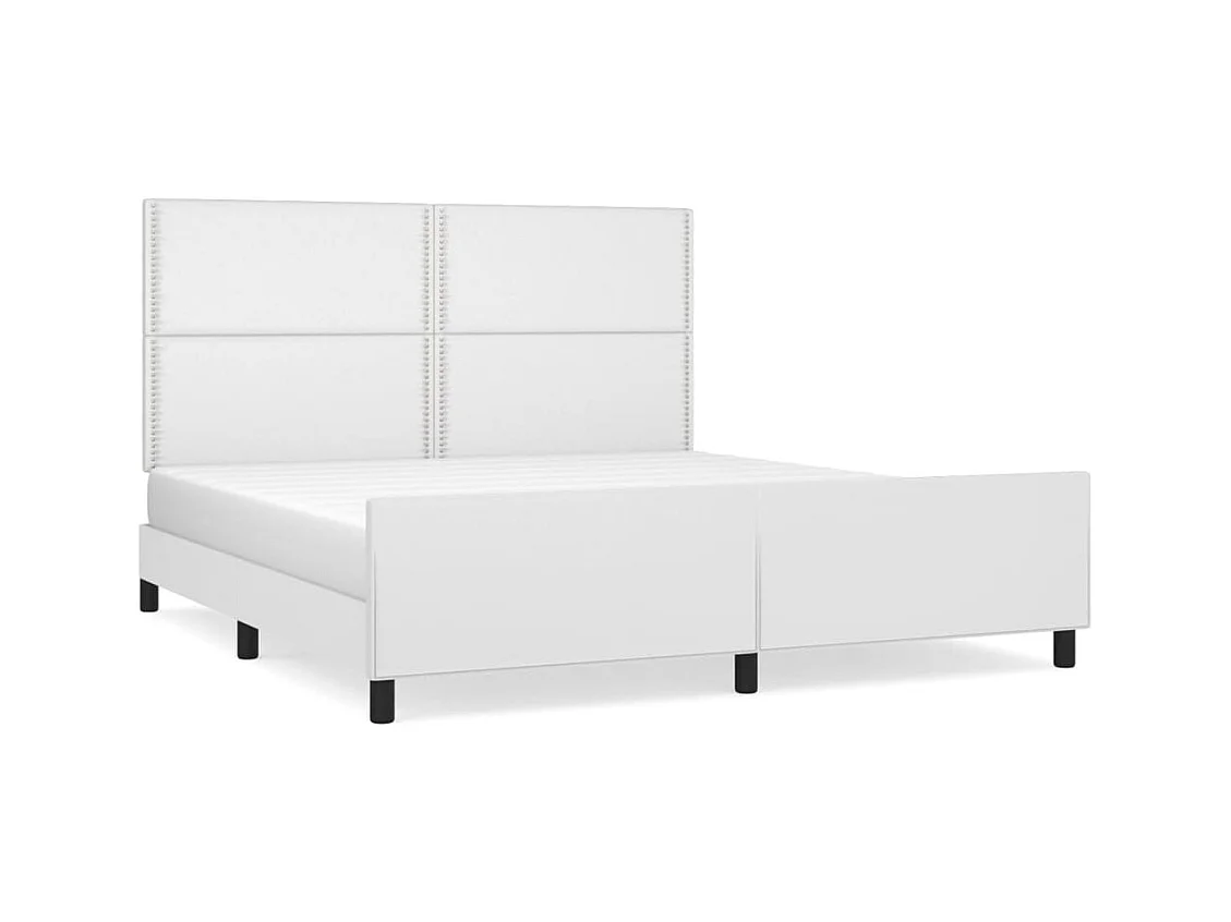 Cadre de lit avec tête de lit Blanc 180x200 cm Similicuir