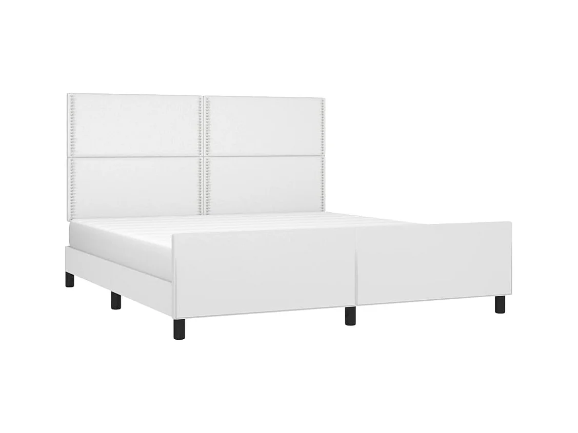 Cadre de lit avec tête de lit Blanc 180x200 cm Similicuir