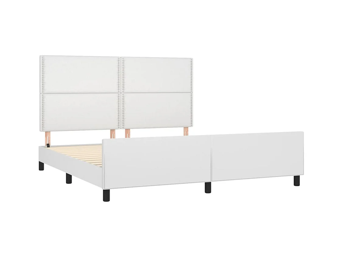 Cadre de lit avec tête de lit Blanc 180x200 cm Similicuir