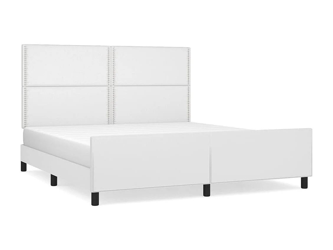 Estrutura cama c/ cabeceira 180x200 cm couro artificial branco