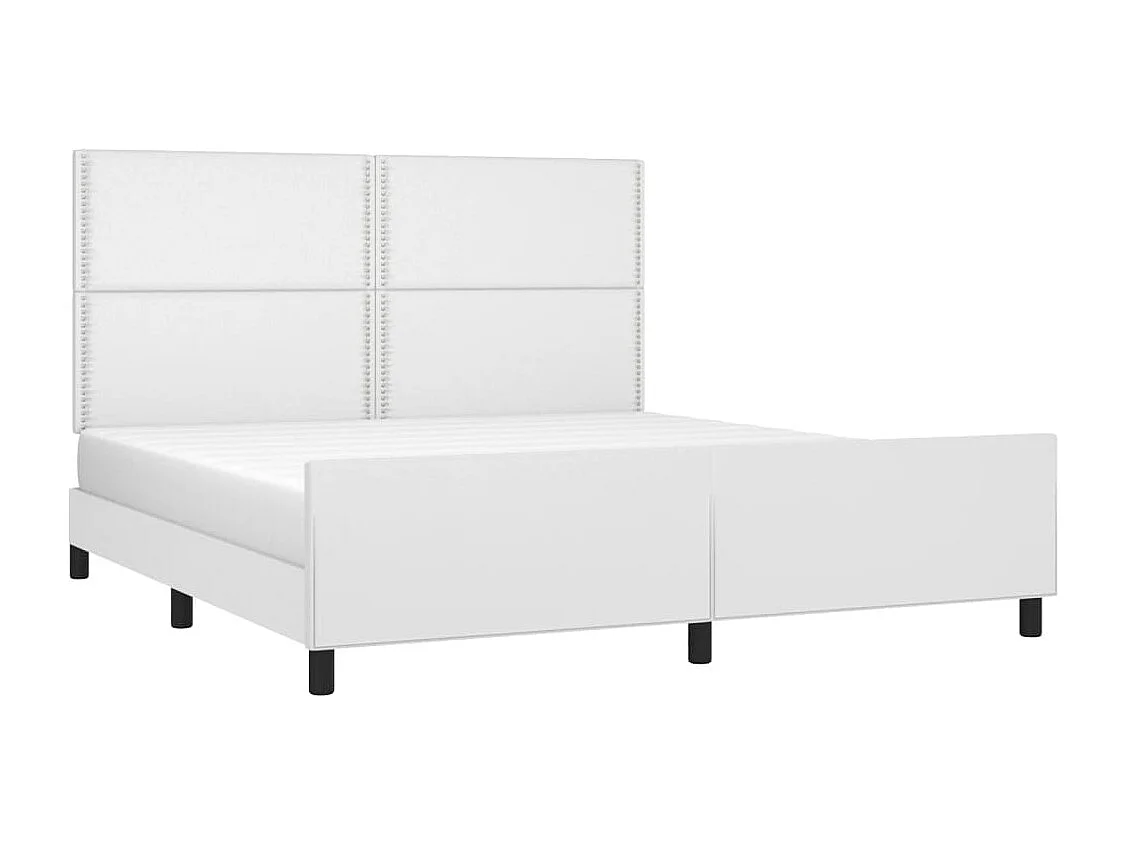 Estrutura cama c/ cabeceira 180x200 cm couro artificial branco