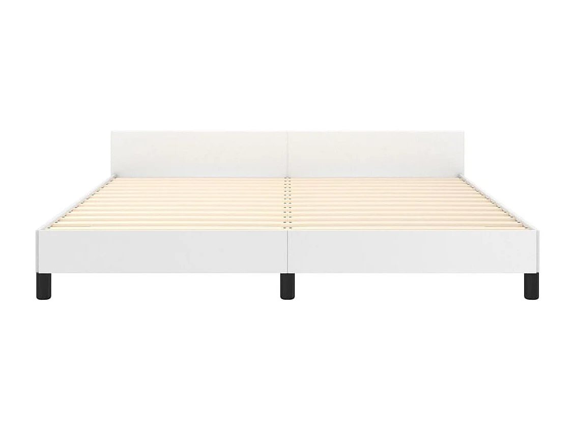 Estrutura cama c/ cabeceira 180x200 cm couro artificial branco