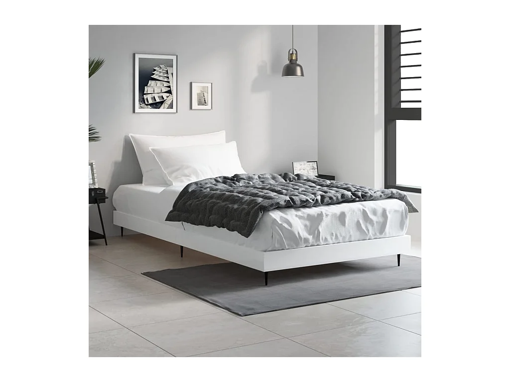 Estructura de cama madera contrachapada blanca 100x200 cm