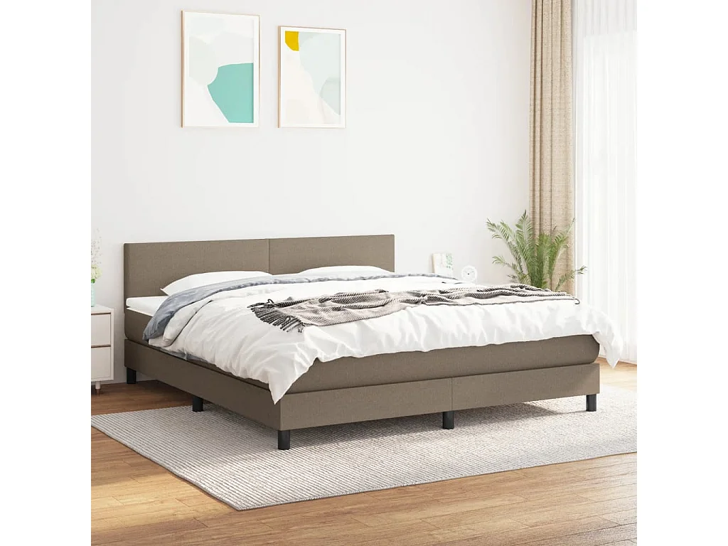 Lit à sommier tapissier avec matelas Taupe 180x200 cm Tissu