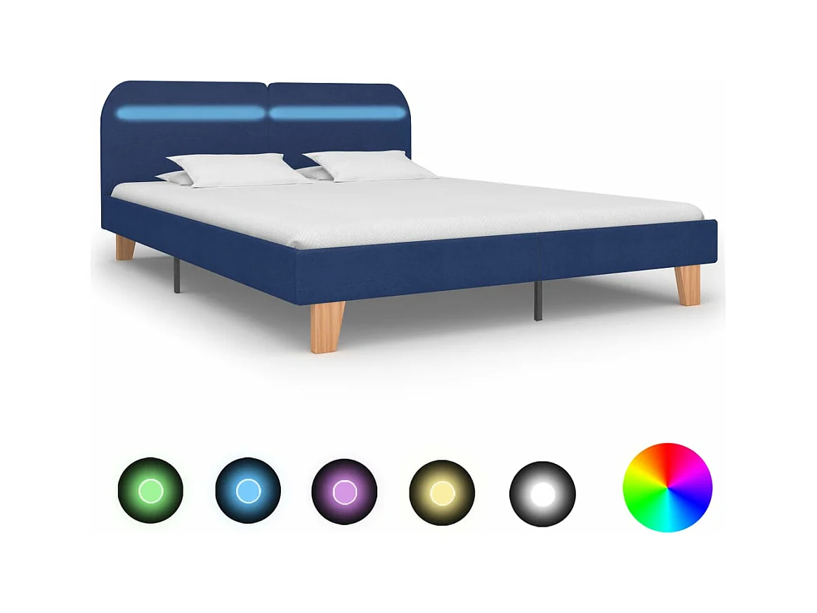 Bedframe met LED stof blauw 180x200 cm