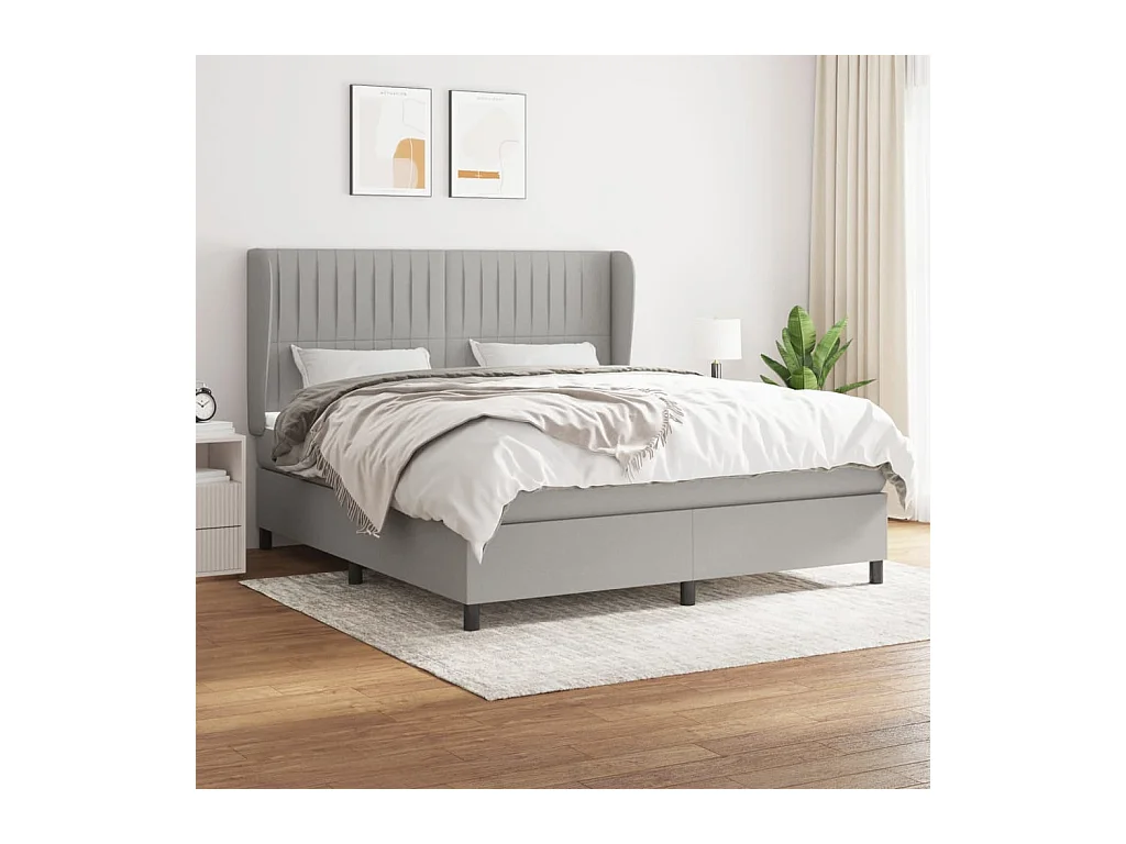 Boxspring met matras stof lichtgrijs 160x200 cm