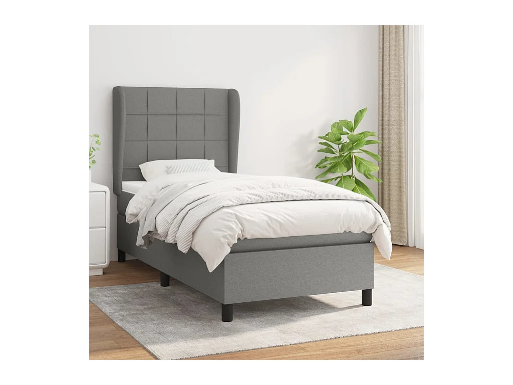 Boxspring met matras stof donkergrijs 100x200 cm