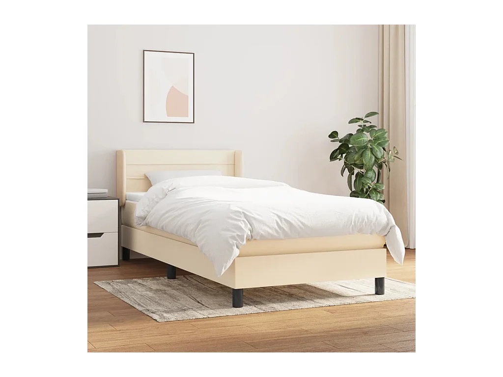 Boxspring met matras stof crèmekleurig 90x190 cm