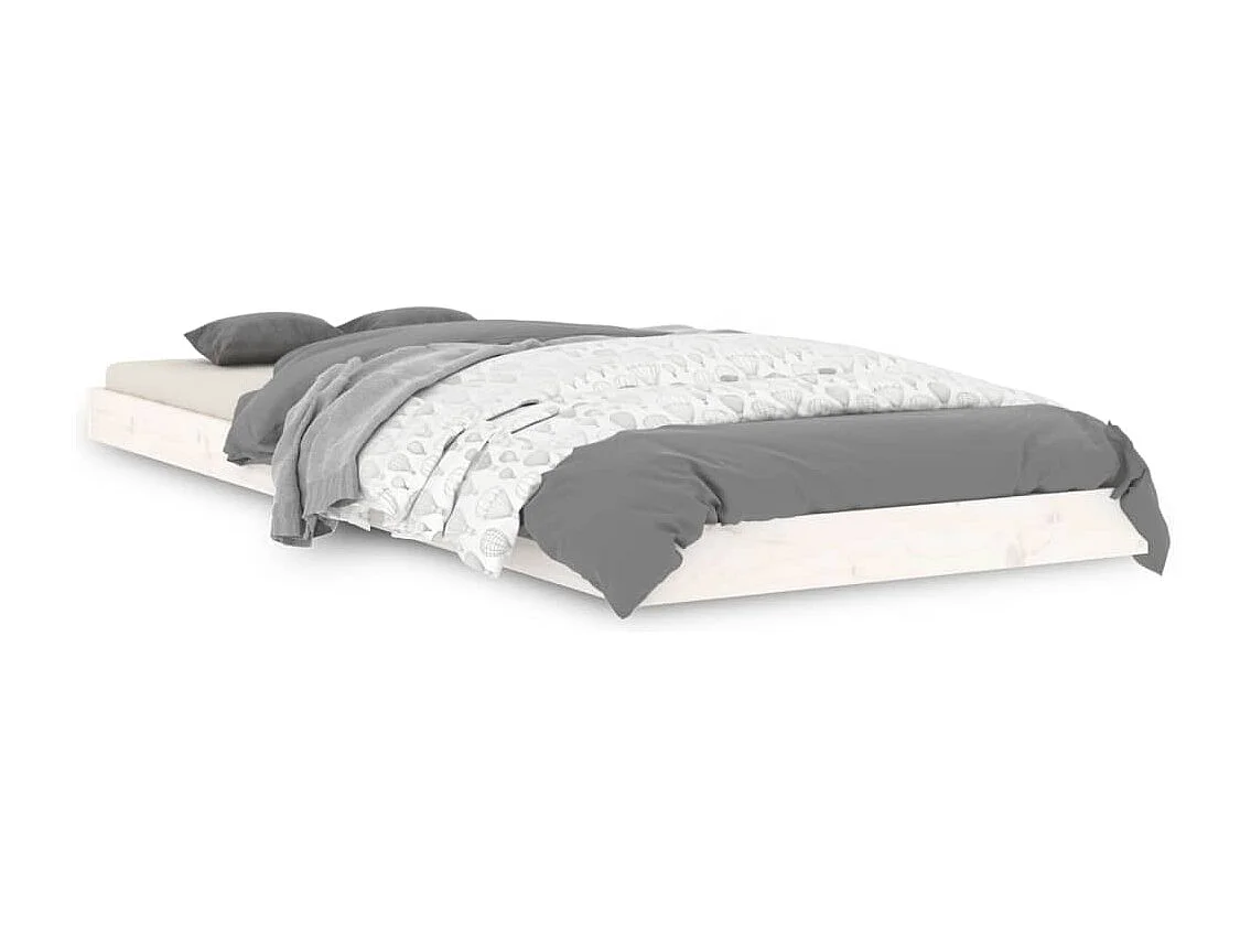 Cadre de lit blanc 75x190 cm petit simple bois massif de pin