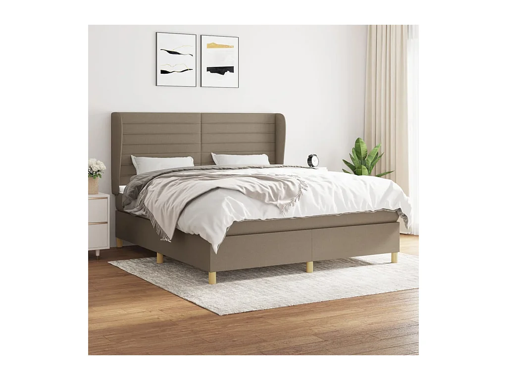 Boxspring met matras stof taupe 180x200 cm