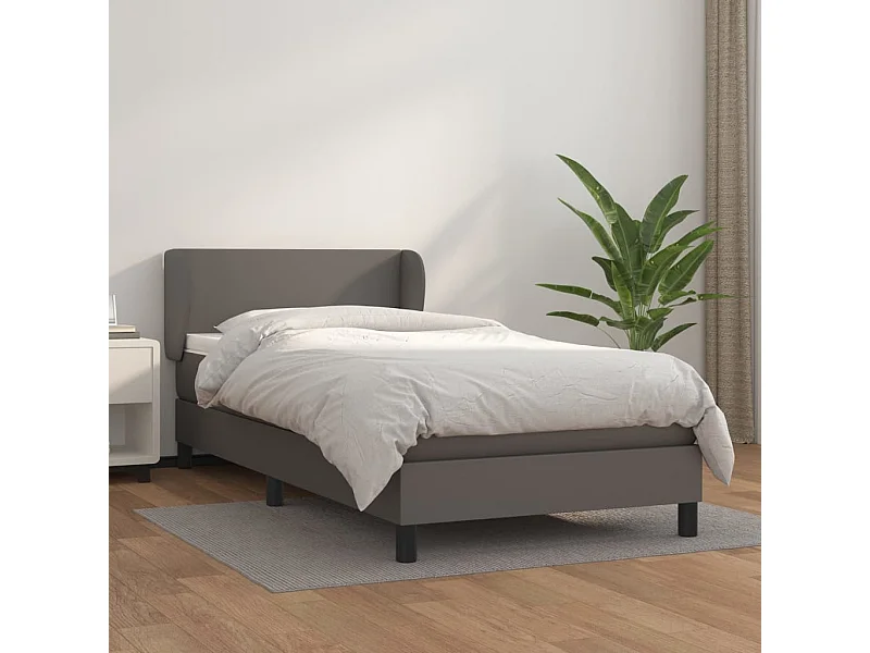 Lit à sommier tapissier avec matelas Gris 90x190 cm Similicuir