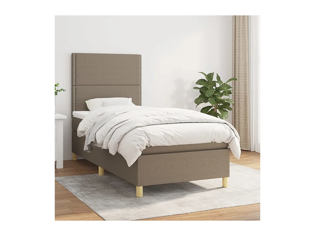 Cama com molas/colchão 90x200 cm tecido castanho-acinzentado
