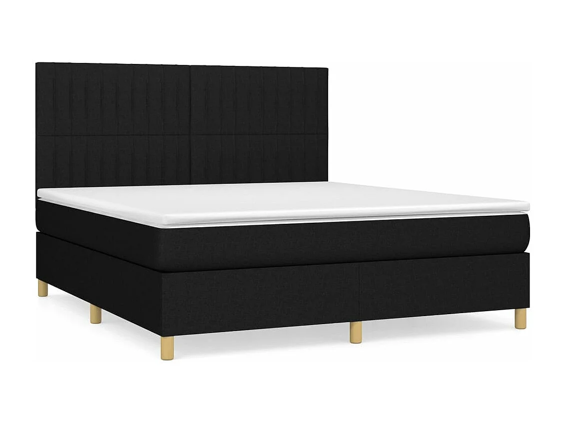 Cama box spring con colchón tela negro 160x200 cm