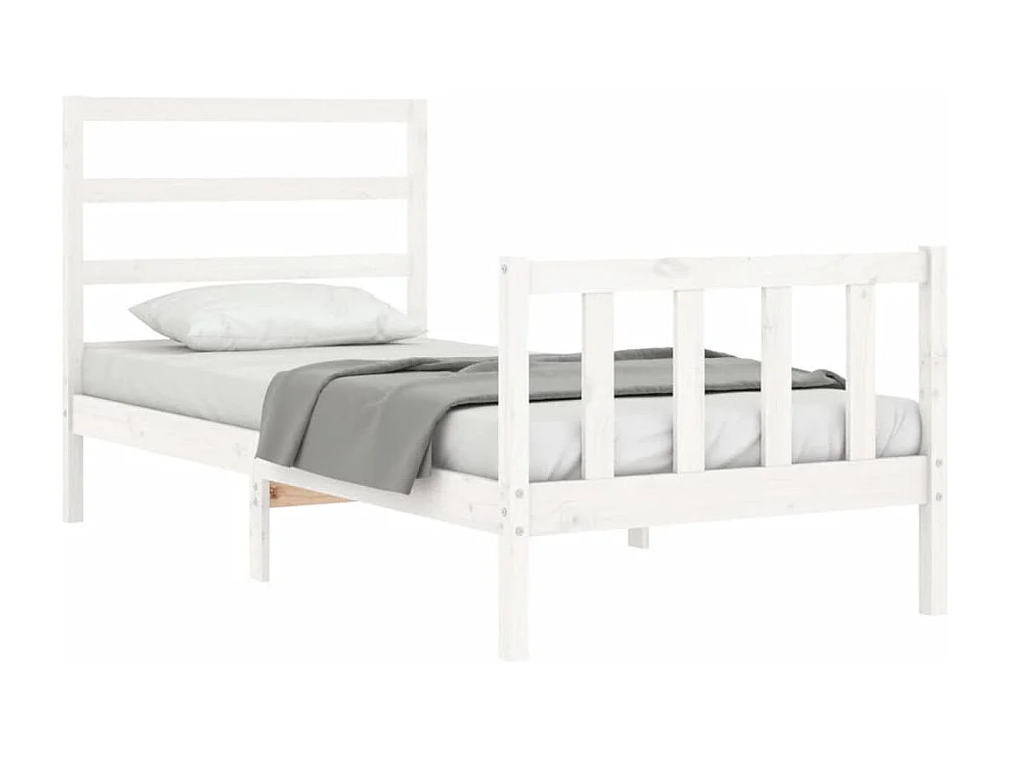 Estrutura de cama com cabeceira 90x190 cm madeira maciça branco