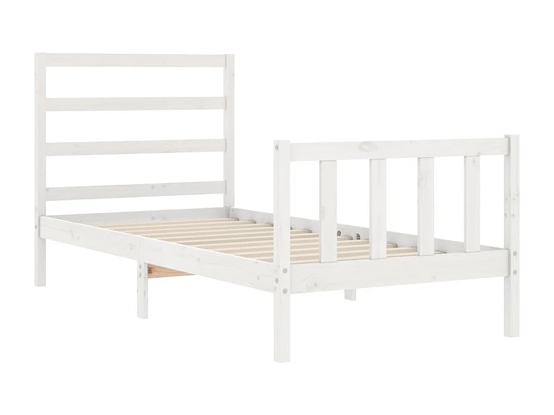 Estrutura de cama com cabeceira 90x190 cm madeira maciça branco
