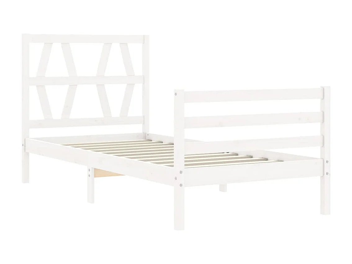 Cadre de lit avec tête de lit blanc simple bois massif