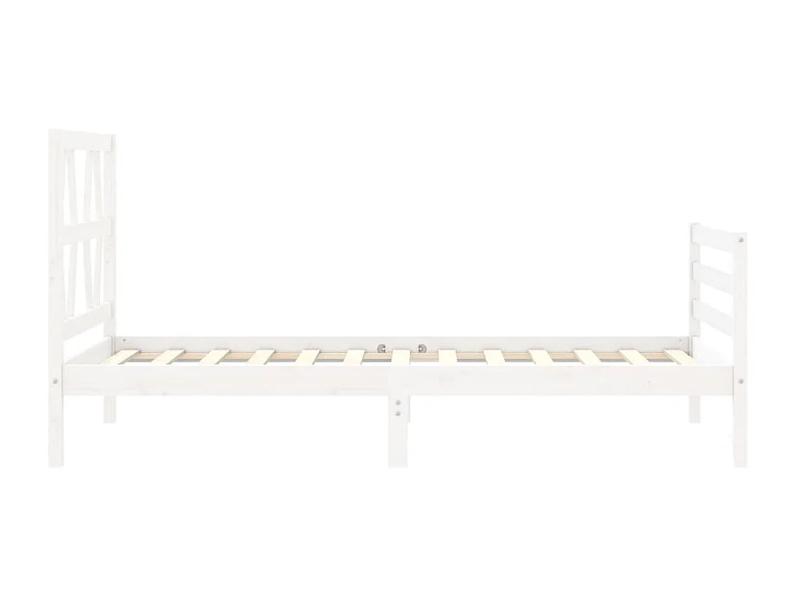 Cadre de lit avec tête de lit blanc simple bois massif