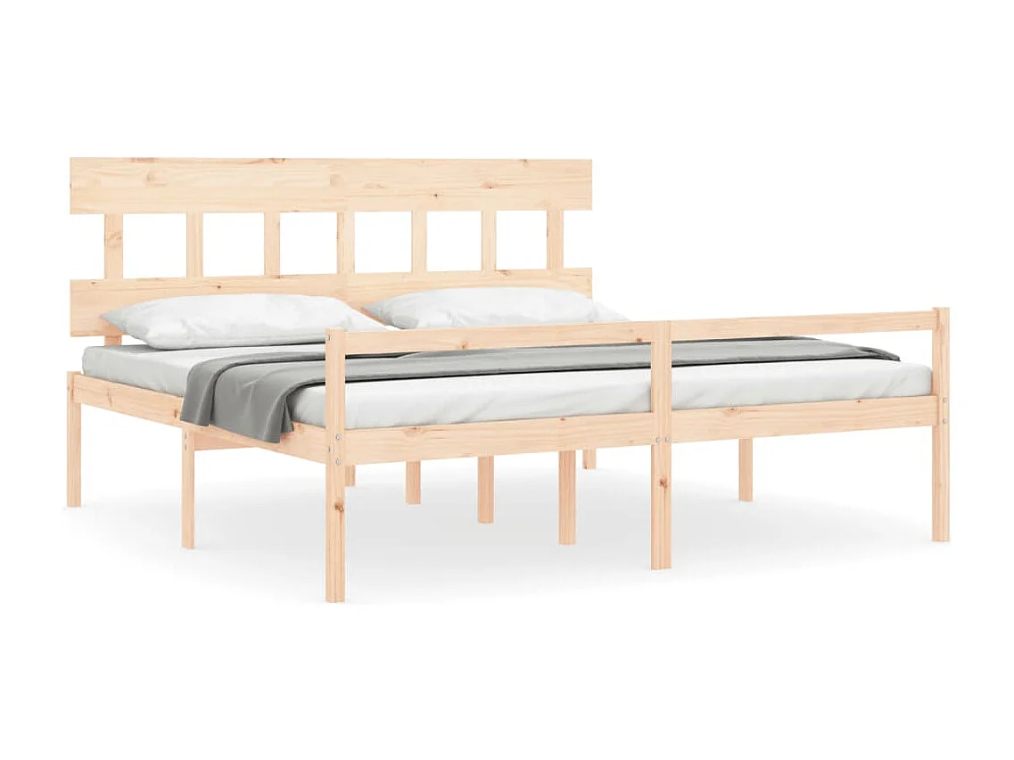 Estructura de cama con cabecero madera maciza 200x200 cm