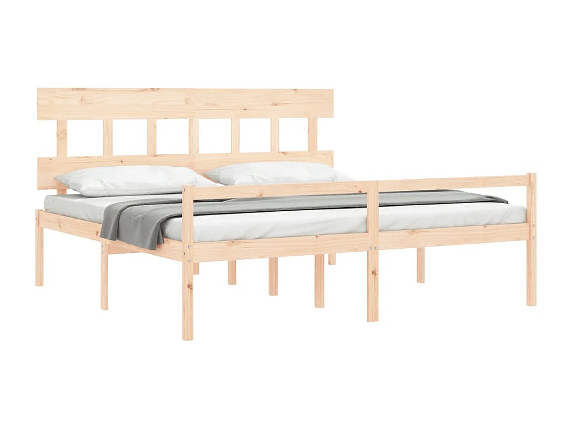 Estructura de cama con cabecero madera maciza 200x200 cm