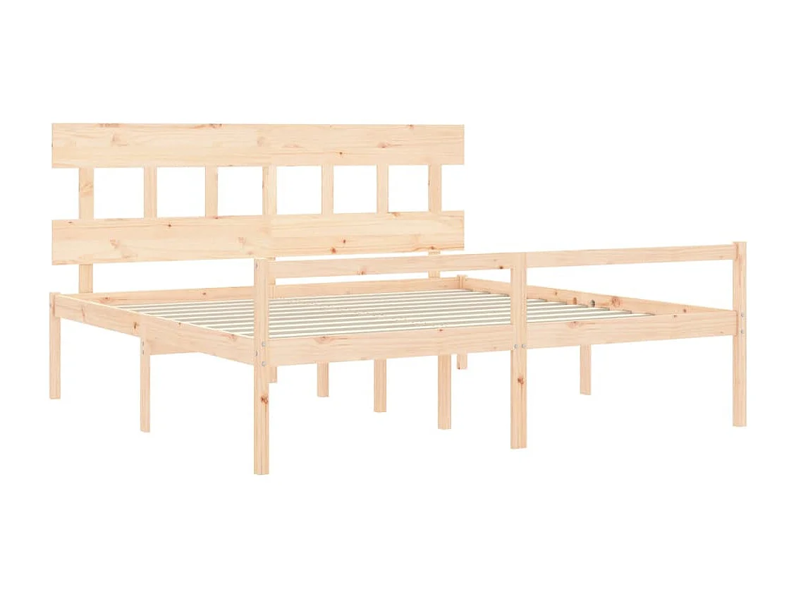 Estructura de cama con cabecero madera maciza 200x200 cm