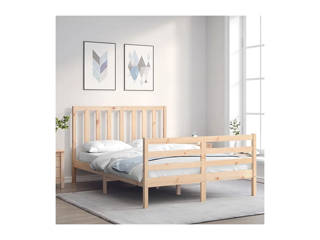 Bedframe met hoofdbord massief hout