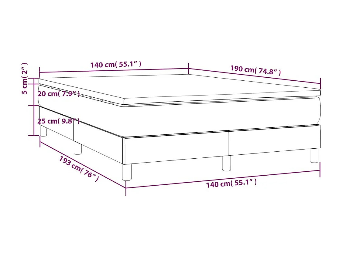 Lit à sommier tapissier avec matelas Gris clair 140x190cm Tissu