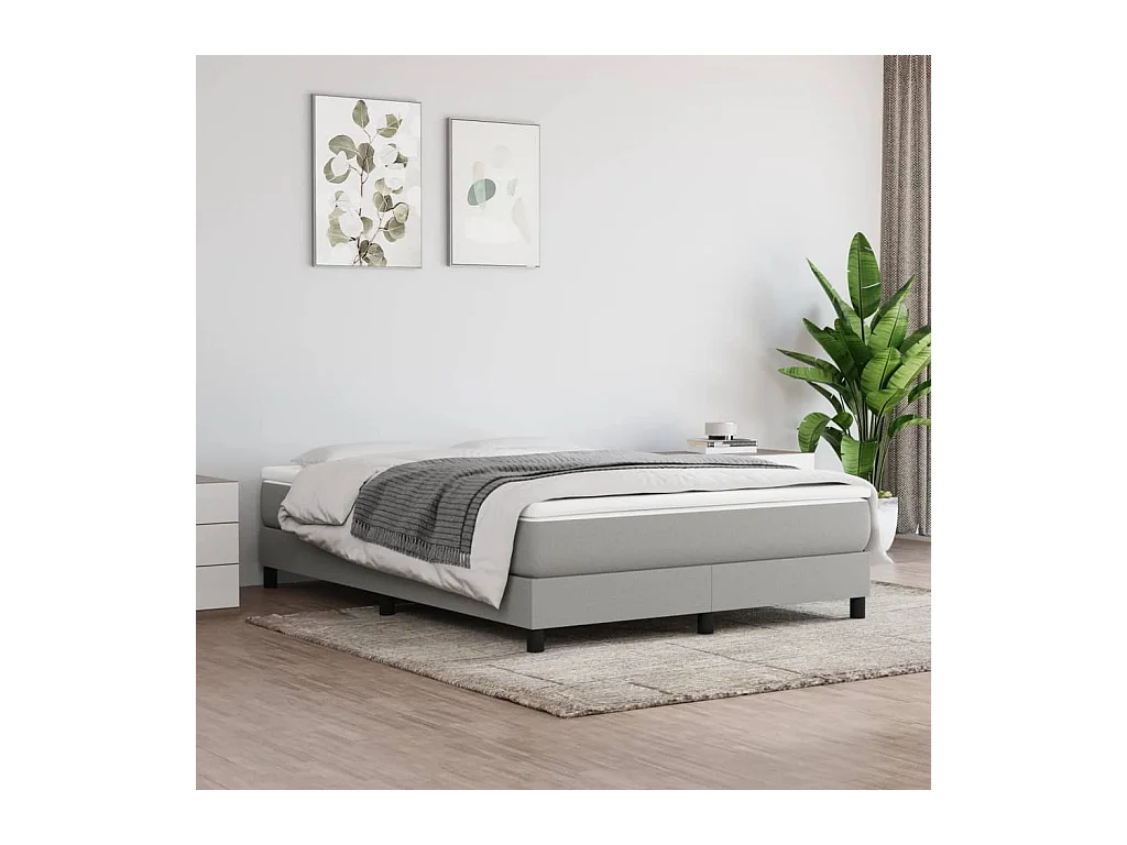 Lit à sommier tapissier avec matelas Gris clair 140x190cm Tissu