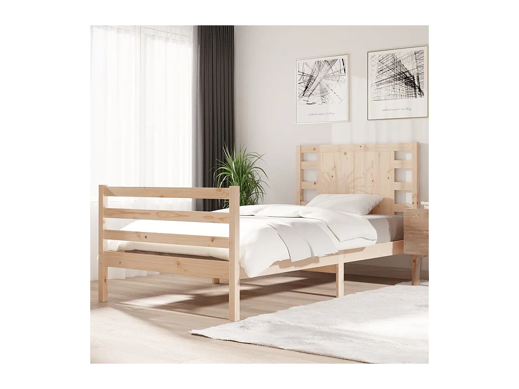 Cadre de lit Bois de pin massif 75x190 cm Petit simple