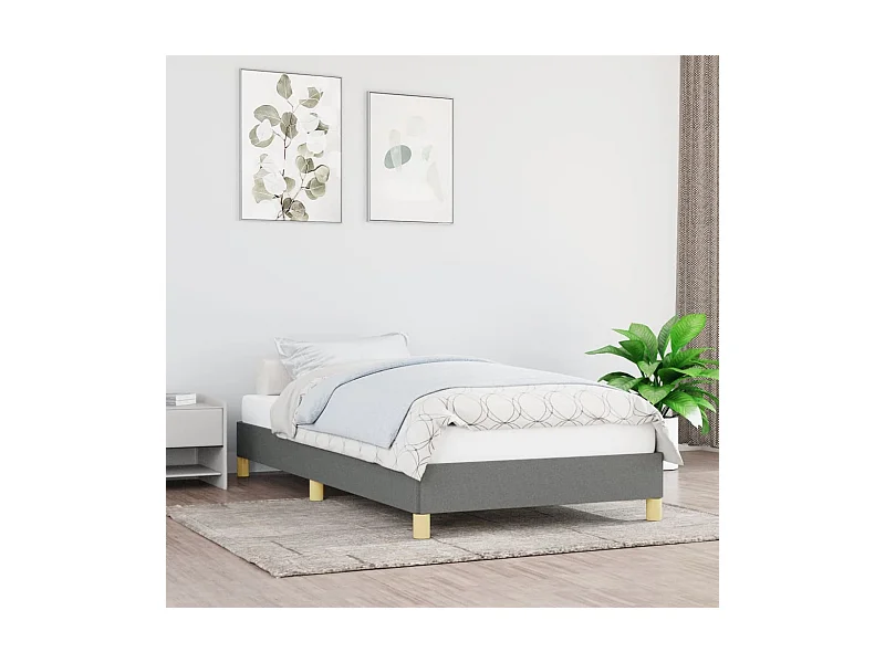 Estrutura de cama 100x200 cm tecido cinzento-escuro
