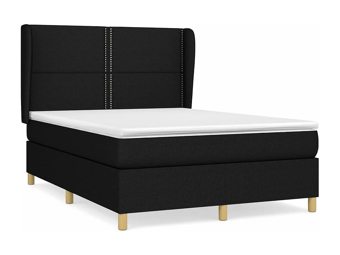 Lit à sommier tapissier avec matelas Noir 140x190 cm Tissu