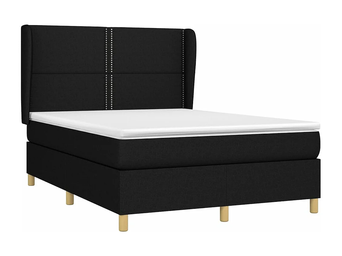 Cama box spring con colchón tela negro 140x190 cm