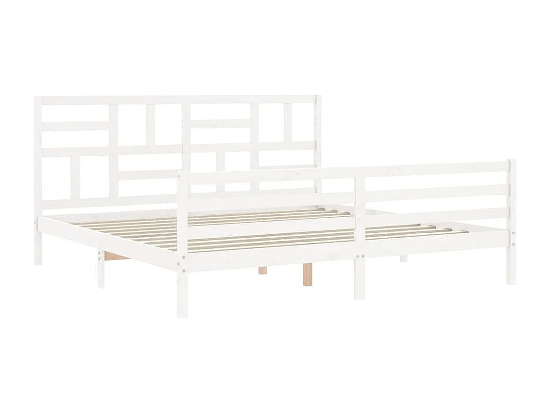 Cadre de lit avec tête de lit blanc Super King bois massif