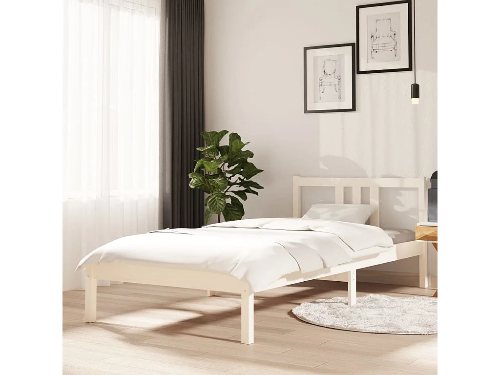 Estructura de cama madera maciza blanco 90x200 cm